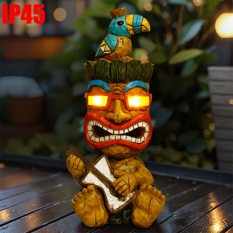 Hawaiian Tiki Statue Standing Resin Totem Pole, Woodcarving Tribal Figure Outdoor Decor for Terrace Bar Party Unique Gift — i