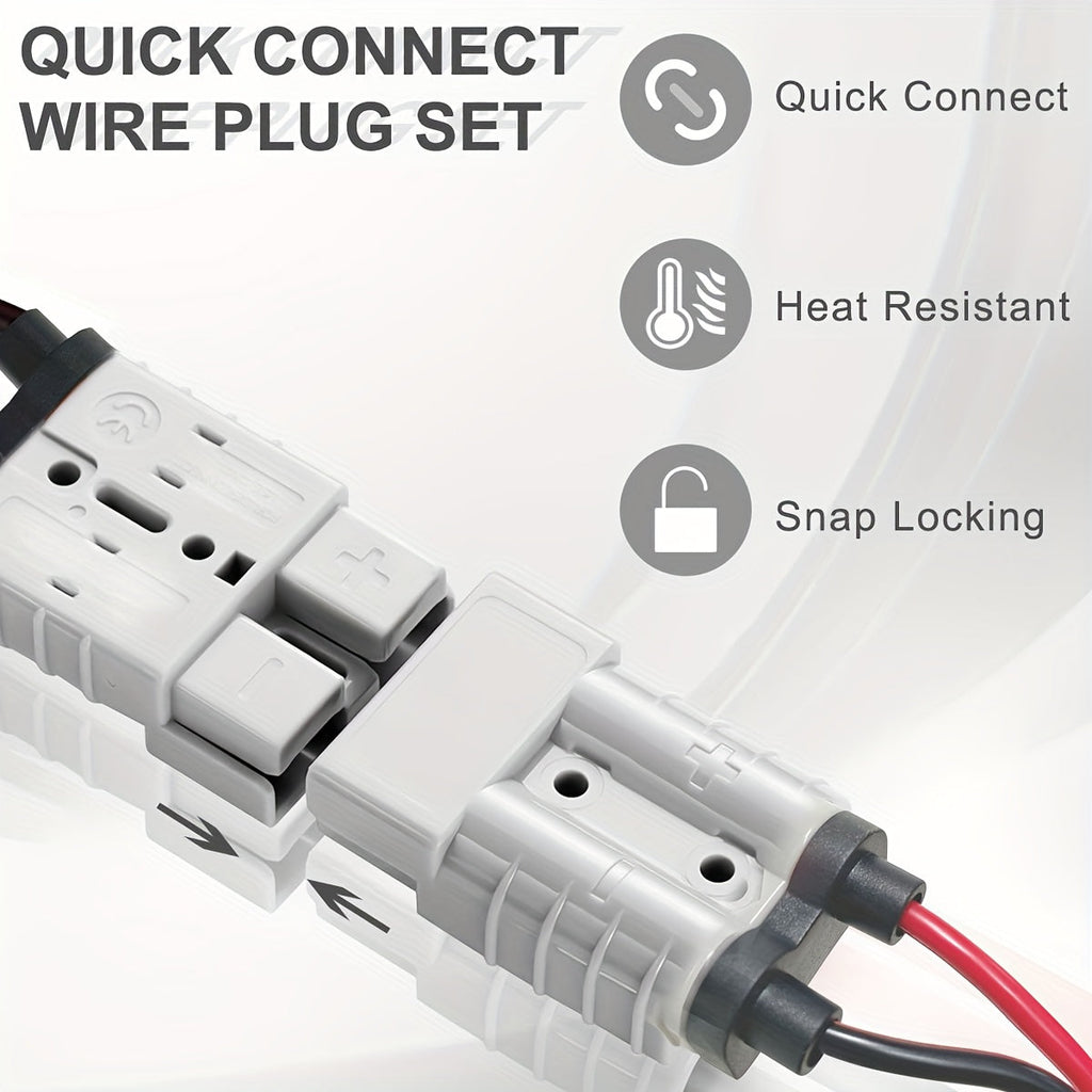 SB50 Anderson Connector Plug with 10FT Wire – Double SB50 Battery Harness Cable for RV, Winch, Trailer, Golf Cart & Electric 