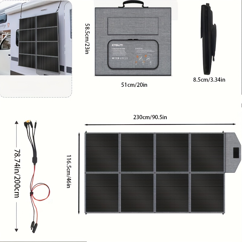 Monocrystalline High Power Solar Panel, 400W/200W/100W Portable Solar Panel, Foldable Solar Blanket — image 9