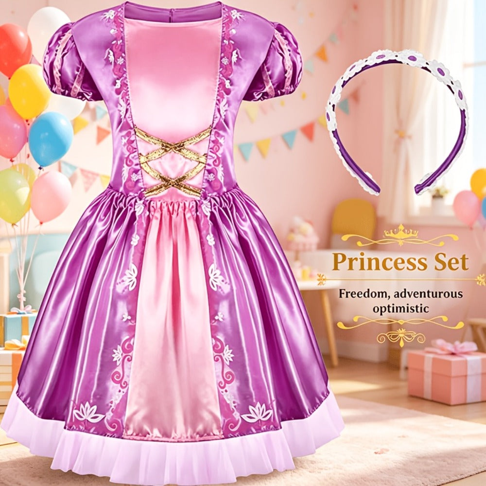 Girls Princess Dress Up Costume Set 14pcs, 5 Role Play Outfits with Crowns, Earrings & Storage Box — image 11