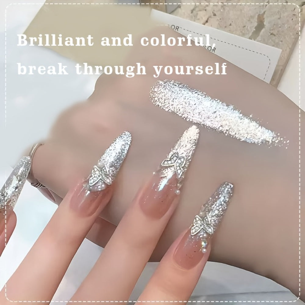 Gel Nail Polish, Shimmer White Glitter, Semi-Permanent LED Polygel, High-Shine Glossy Finish, Explosive — image 4