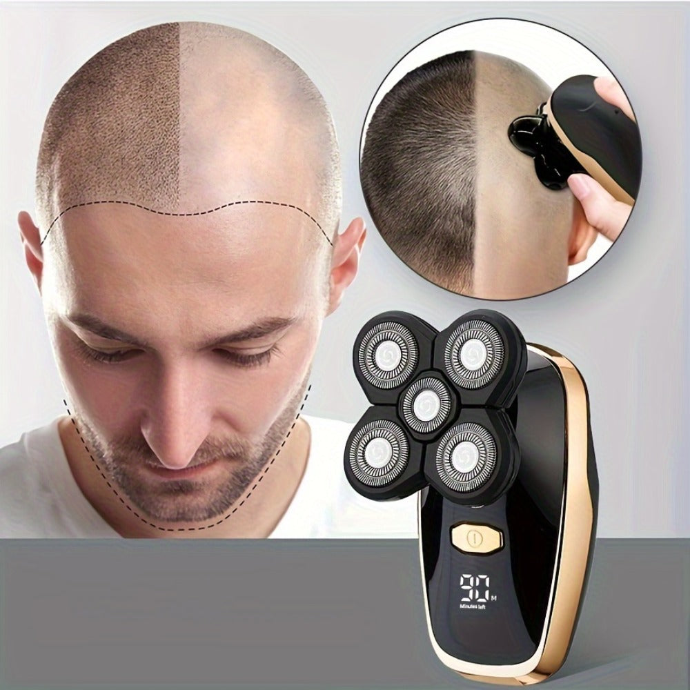 Electric Shaver 5-in-1 Grooming Kit with Nose Trimmer, Hair Clipper, Facial Brush, USB Charging and Display — image 10