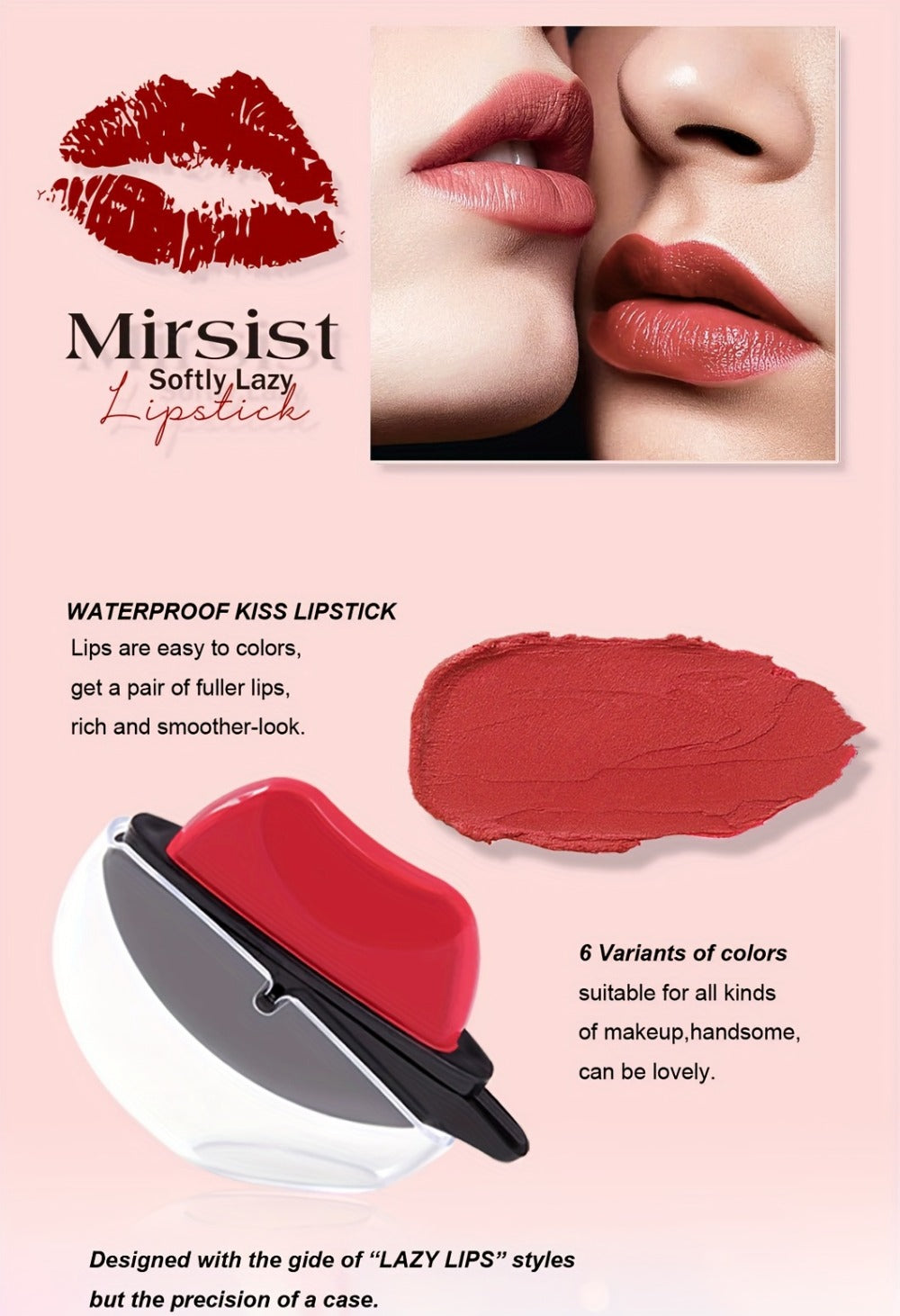 Lipstick Set, Mirsist 6-Piece Lip-Shaped Color Collection with Three Numbered Shade-Group Options — image 10
