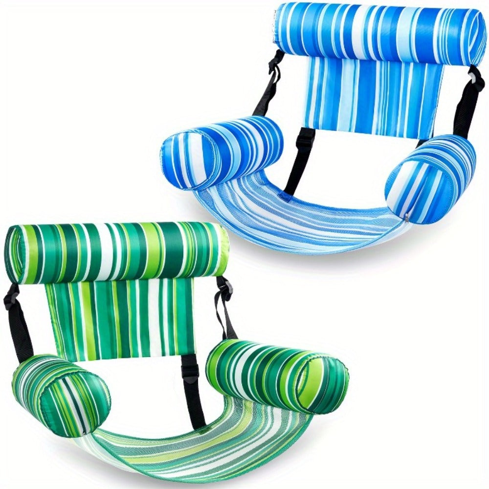 Pool Float Lounge Chair Two-Pack with Adjustable Head Support, Fabric-Covered Sling and Carry Case — image 1