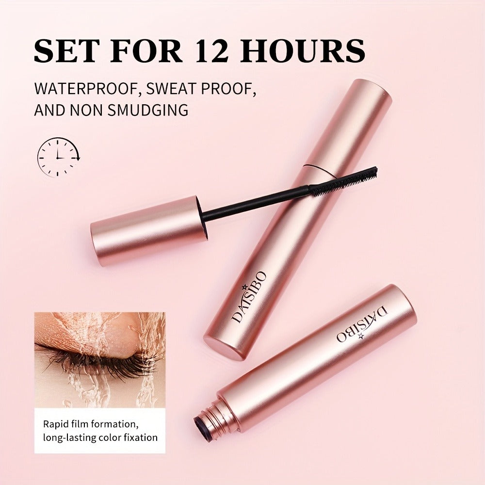 Black Mascara Two-Piece Set in Rose-Colored Tubes with Slim Precision Bristle Applicator Wands — image 4