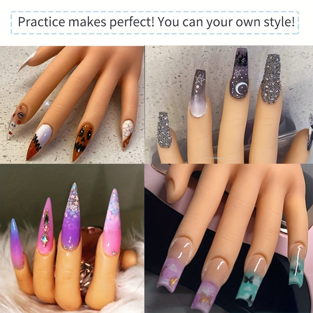 Silicone Nail Practice Hand Model with Desktop Stand – Flexible Realistic Fake Hand for Nail Art Training — image 6