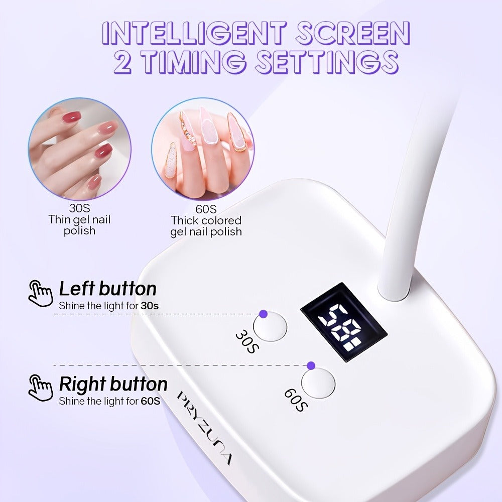 UV LED Nail Lamp Smart Sensor Auto-Start Rechargeable Cordless with 360° Flexible Gooseneck LCD Display 30s 60s Timer — image