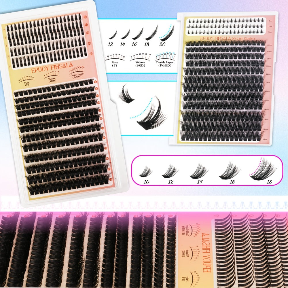 DIY Lash Clusters Gift Set 30D-100D Mixed Length Soft Fluffy Volume Cluster Lashes with Tweezers & Mascara — image 10