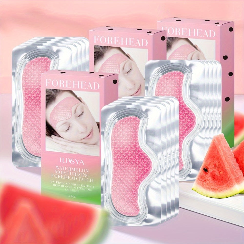 Watermelon Forehead Patches 15pcs Caffeine Collagen Niacinamide Ultra Hydrating Moisturizing Brightening De-Puffing Daily Fac
