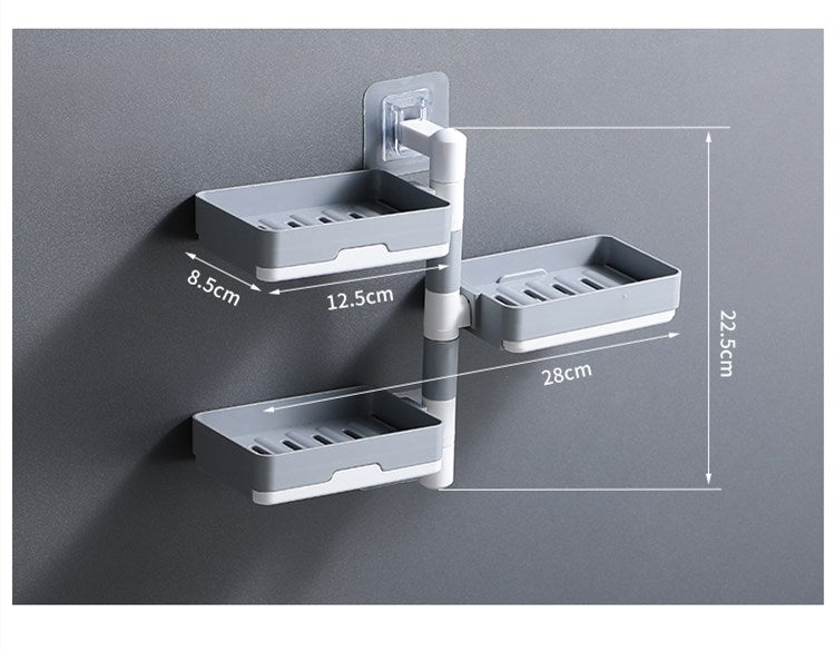 Wall-mounted non-perforated rotatable soap dish