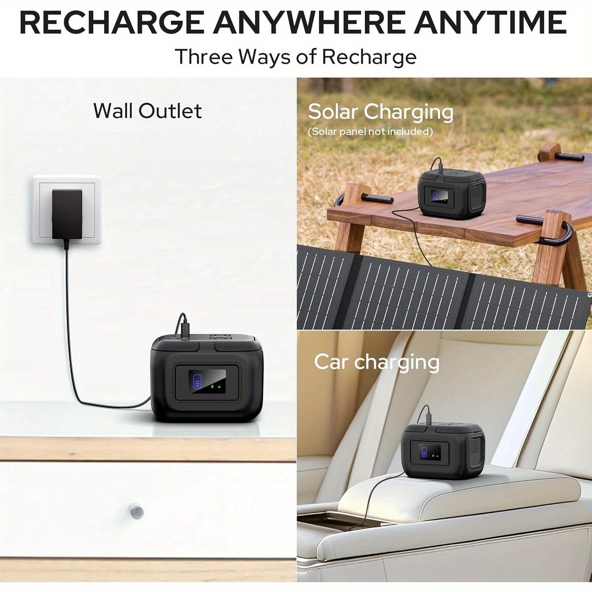 Portable Power Station 120W 97.68Wh Solar Generator with AC Outlet USB-A USB-C DC Output Battery Bank for Camping RV Home Eme