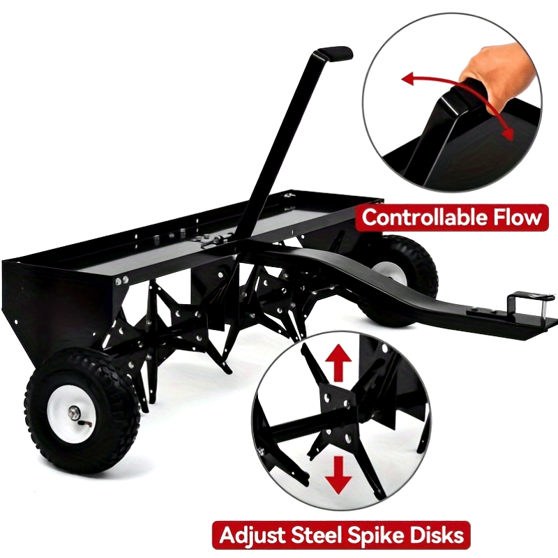 Tow-Behind Plug Aerator 48 Inch - Steel Lawn Aerator with 32 Hollow Tines, Weight Tray & 10-Inch Pneumatic Tires — image 4