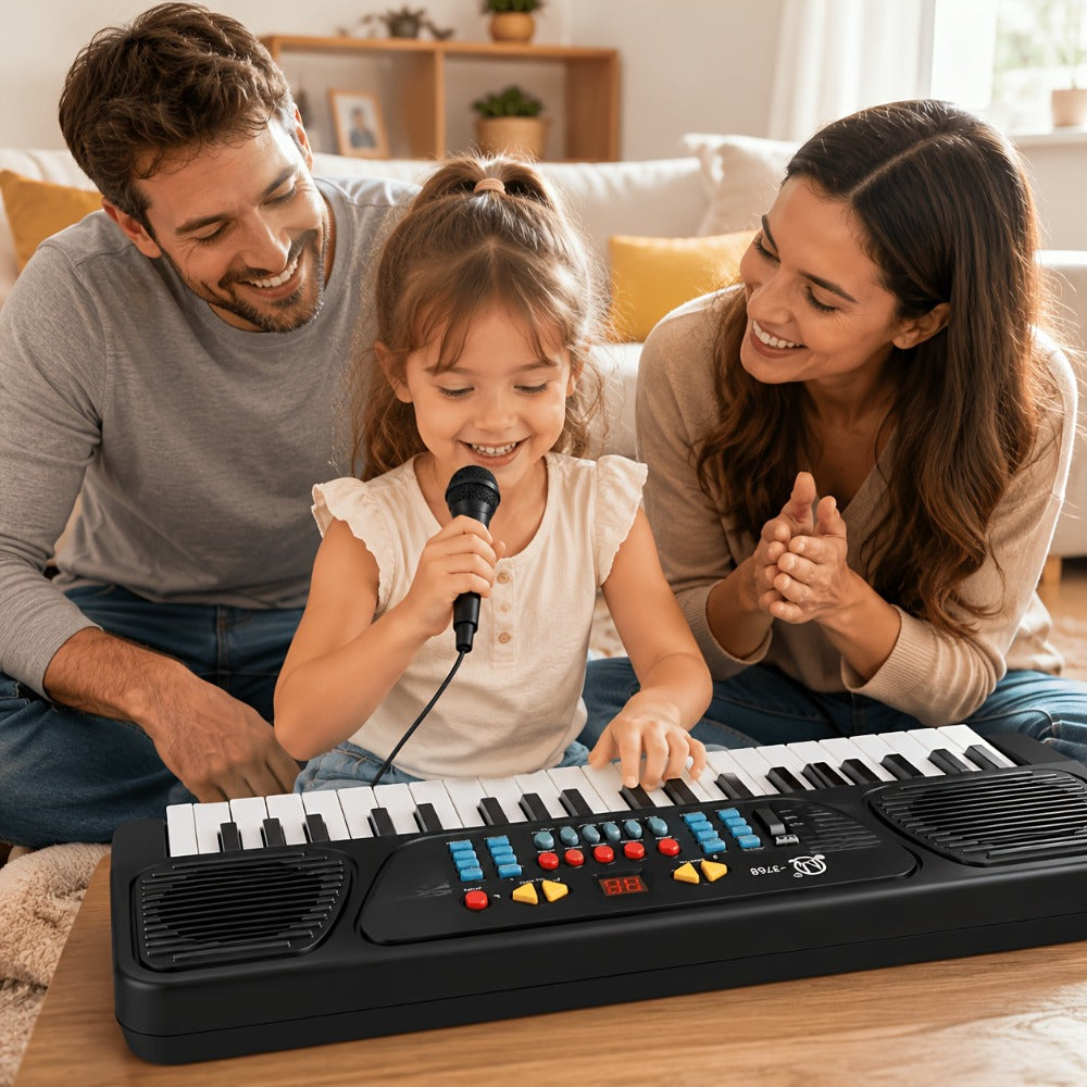 Kids Electronic Keyboard with Microphone, Black, Music Learning Toy for Boys & Girls, Sing-Along Piano Instrument — image 2