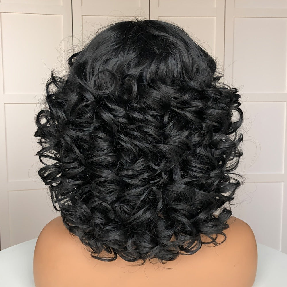 Synthetic Wig 14-Inch Jerry Curls with Wispy Bangs and 13x1 Lace Front in Three Colors for Daily Styling — image 9