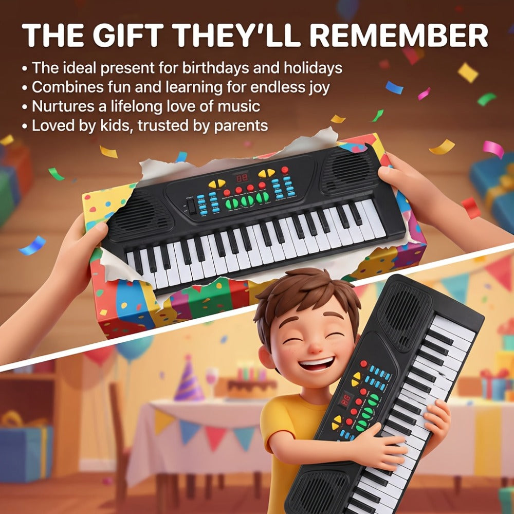 Kids Electronic Piano 37 Keys with Microphone, USB Powered Keyboard for Young Learners, Sing-Along Music Education Toy — imag