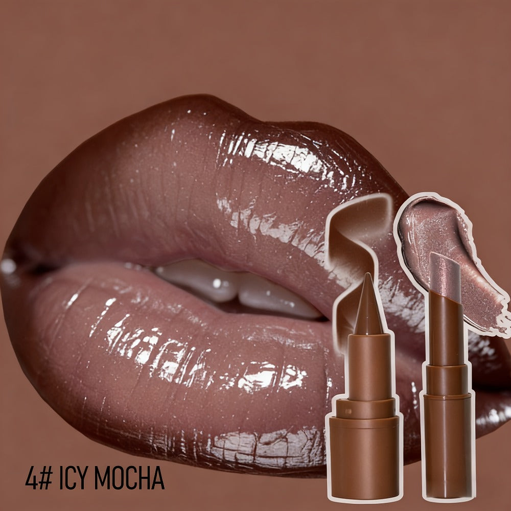 Metallic Lipstick & Lip Liner Pen Set for Women, 3D Full Lip Shape High-Shine Glossy Finish, Smudge-Proof All-Day Wear — imag