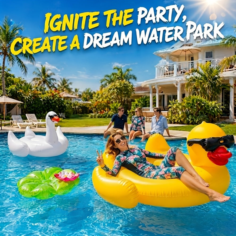 Giant Yellow Duck Pool Float, 67-Inch Ride-On Inflatable with One 16-Inch Beach Ball for Pool Parties — image 5