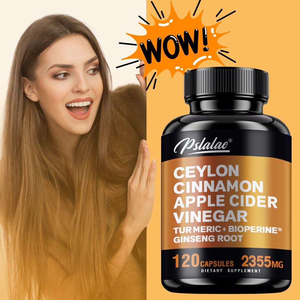 Ceylon Cinnamon Capsules 120 Count with Apple Cider Vinegar Turmeric Bioperine & Ginseng for Bath Time, Home Spa and Personal