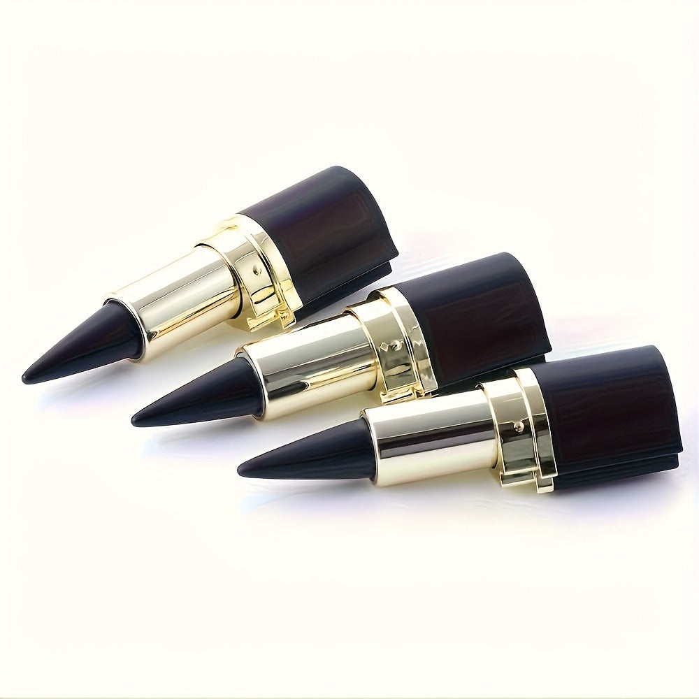 Compact Six-Piece Black Cone-Tip Eyeliner Pen Set with Six Matching Sticks in Black and Gold Cases — image 5