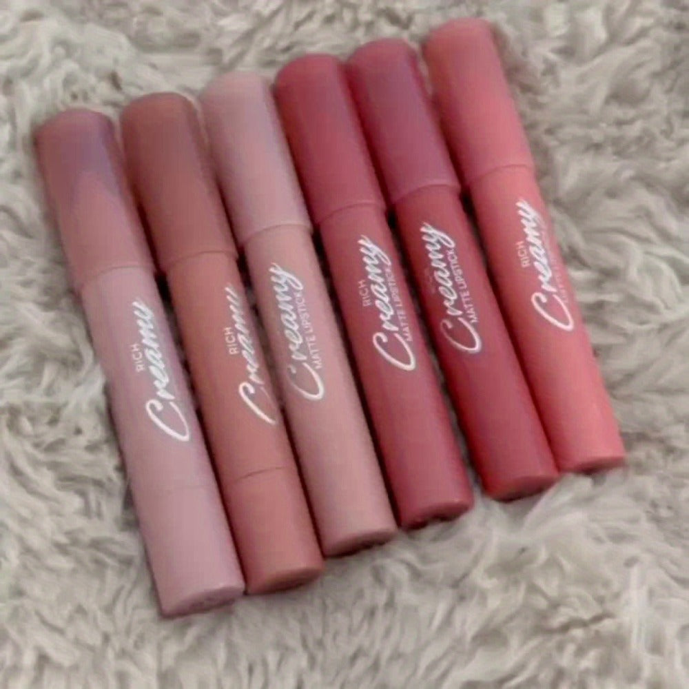 Lipstick Set, PECOLORS 6-Piece Matte Crayon Pen Collection with Nude, Rose and Red Shade Presentation — image 8