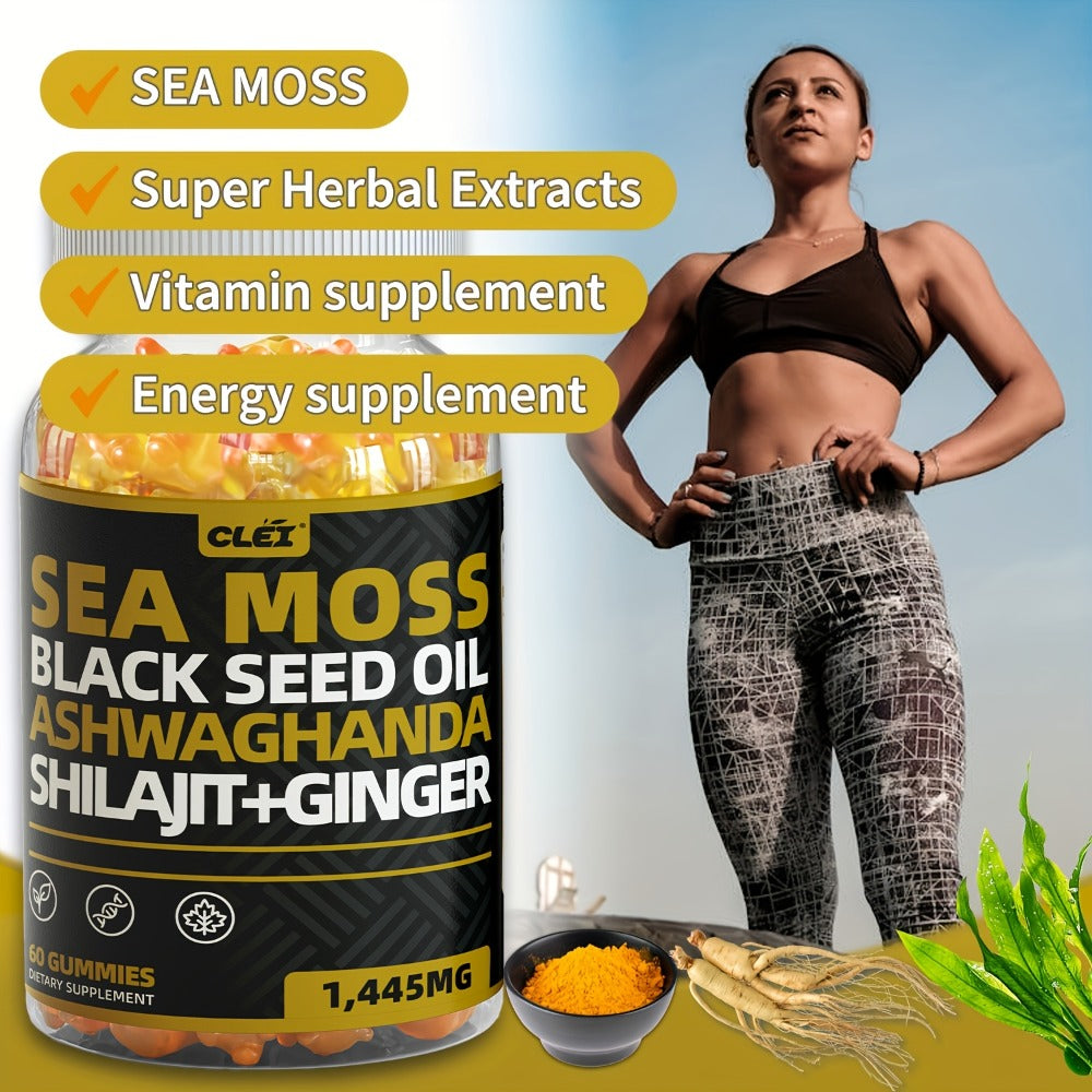 Immune Support Gummies with Sea Moss 1445mg, 10-in-1 Superfood Blend with Black Seed Oil, Ashwagandha — image 8