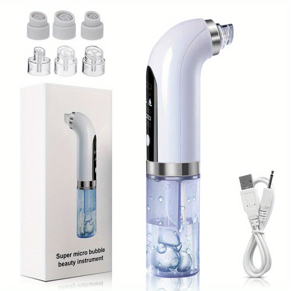 Pore Vacuum Blackhead Remover 6 Accessories 3-Speed Adjustable Suction USB Rechargeable for Bath Time, Home Spa and Personal 