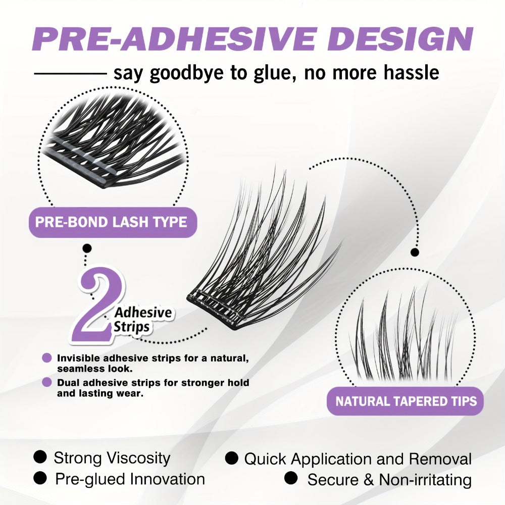 156-Piece Mixed Self-Adhesive Lash Cluster Tray with Black Tweezers and Spoolie Brush in Mixed Style — image 7