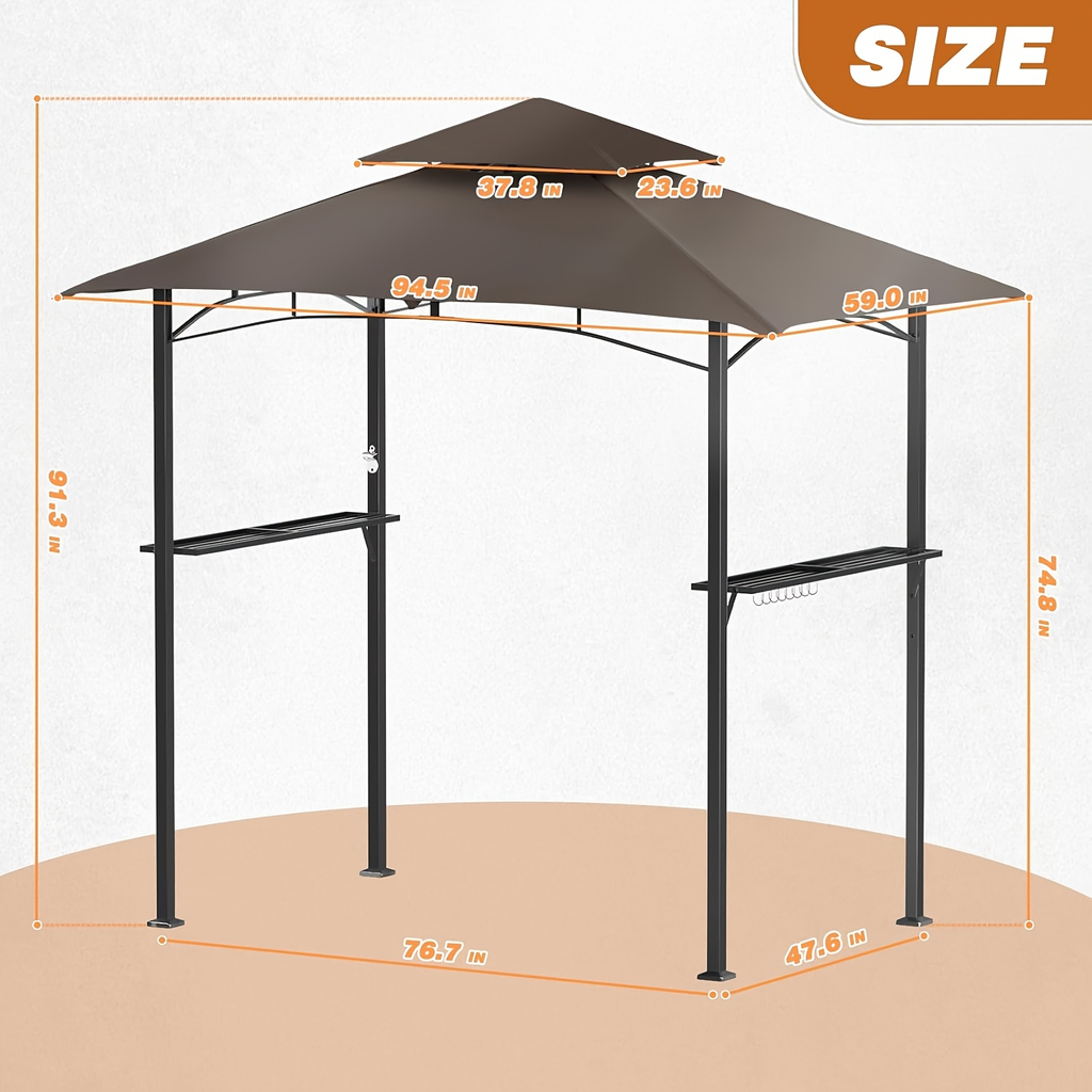Outdoor Grill Gazebo Double-Tier BBQ Canopy for Grilling, Camping and Outdoor Meals, with the Listed Configuration — image 4