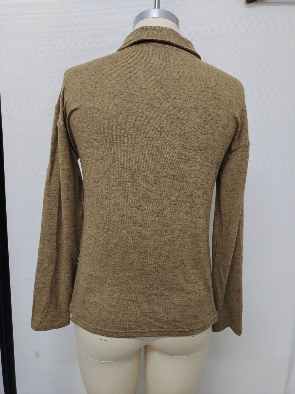 Fabric Lapel Zipper Casual Long Sleeve Women