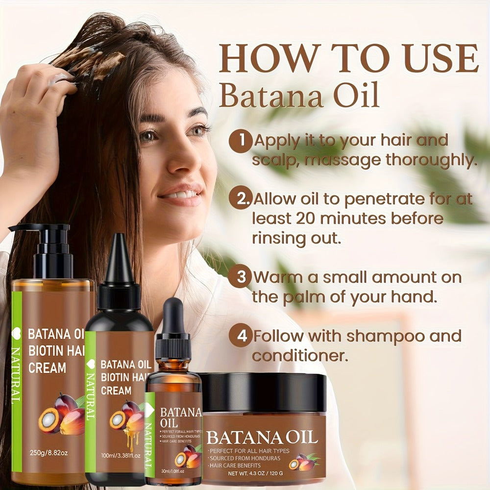 Four-Piece Batana Hair Care Set with Coordinated Oil and Cream Containers in Assorted Sizes — image 6