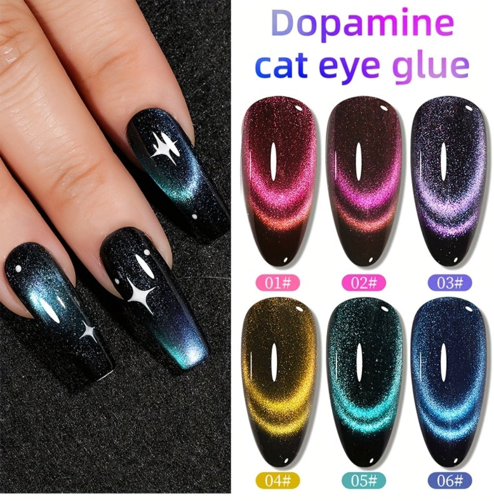Dopamine Cat Eye Gel Polish Set with Six Magnetic Colors and Photo Frame Bottles for UV LED Nail Art — image 12