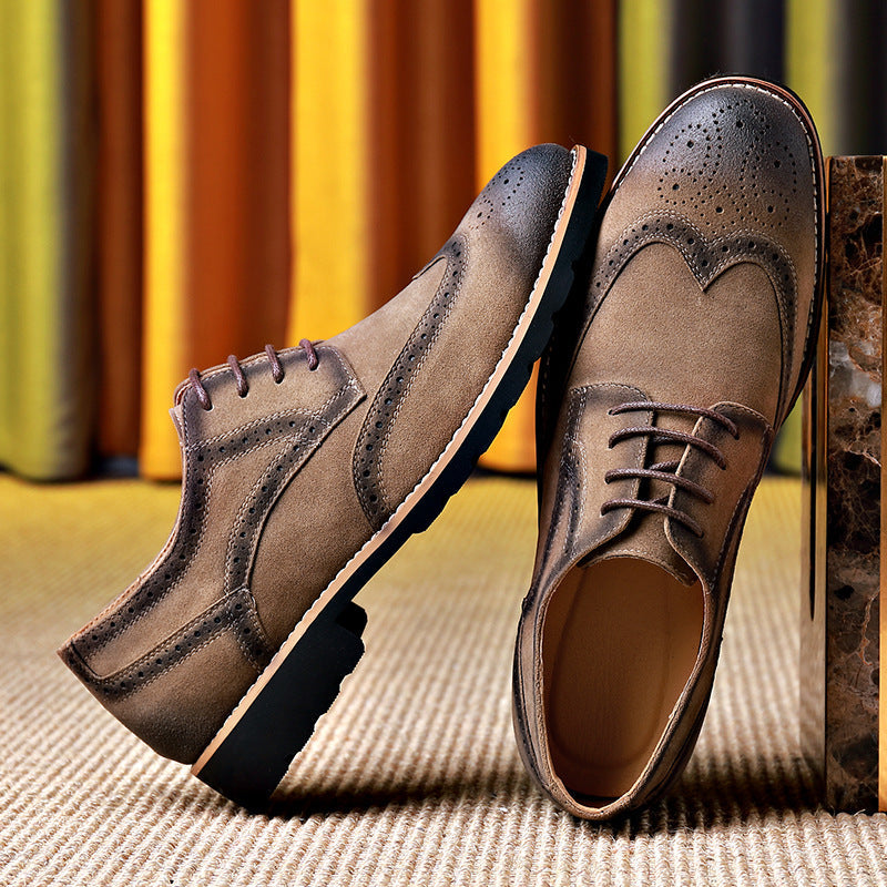 Premium Brock Men's Leather Shoes - Pointed Toe Business Casual