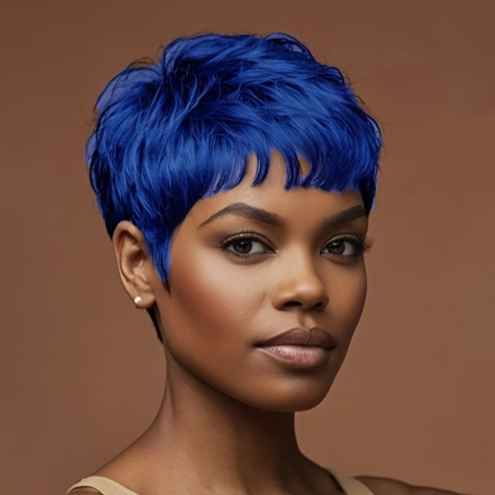 Synthetic Wig 4-Inch Short Waves with Bangs in Red, Black, Green, Blue or Orange-Auburn for Cosplay Looks — image 9