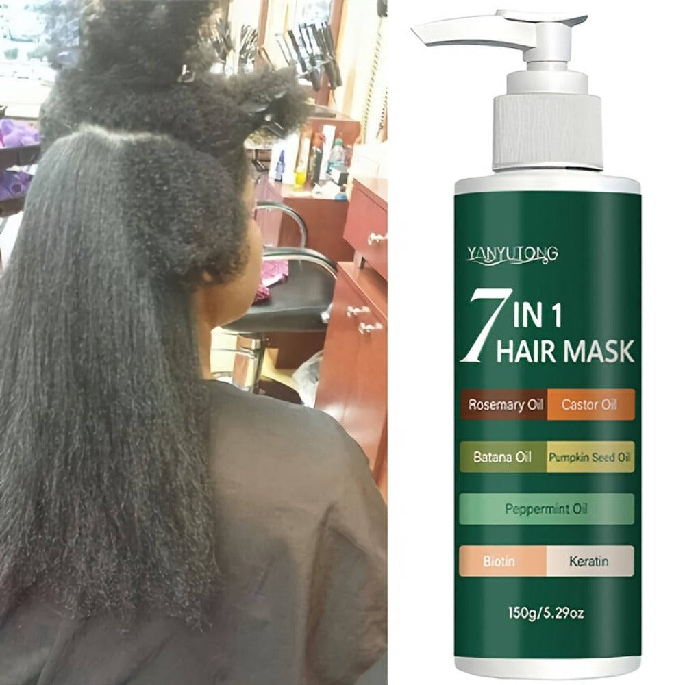 150g 7-in-1 Hair Mask in Green Pump Bottle with Rosemary, Batana, Peppermint and Pumpkin Seed Oils — image 3