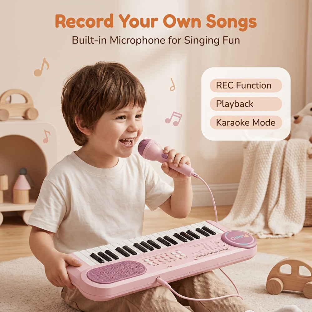 Kids Electronic Keyboard Piano 37 Keys with Microphone, Multi-Function Musical Instrument Toy for Children — image 6