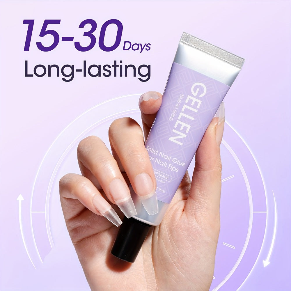 Press-On Nail Glue Gel Kit 30g with UV Lamp – Strong Long-Lasting Solid Nail Glue, 60ml Remover & Buffer for False Nails — im