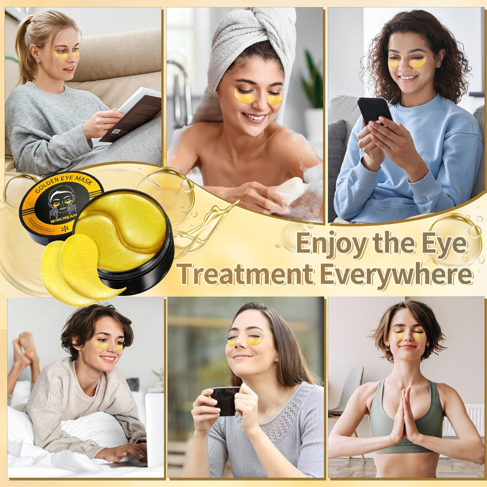 60-Piece Gold-Tone Under-Eye Patch Box with Individual Packs and Collagen and Hyaluronic Acid Wording — image 7