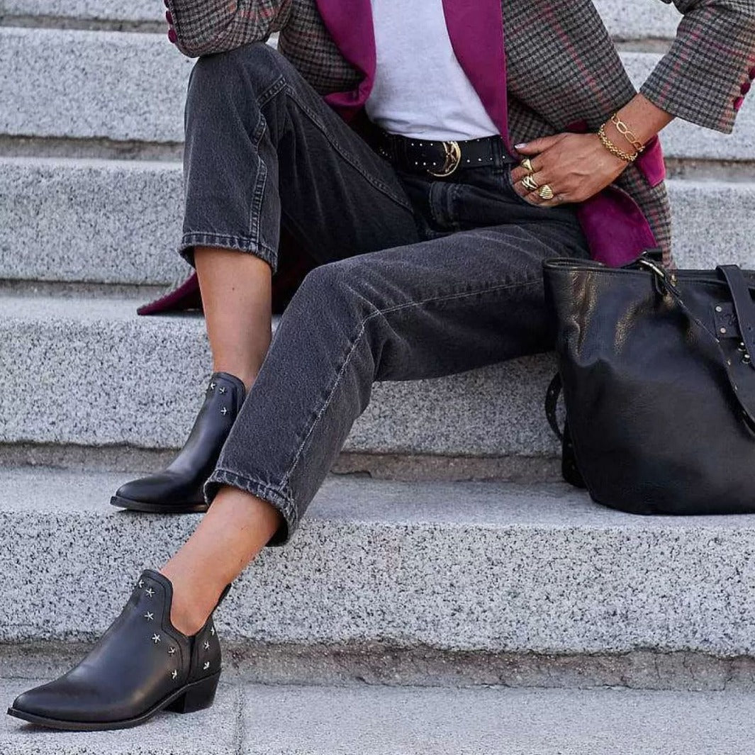 Fashion Ankle Boots With Metal Decoration Low Square Heel Large Size Ladies European And American Style