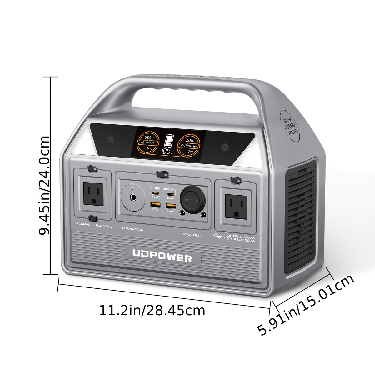Portable Power Station 595Wh 600W with LiFePO4 Cell Pack, Nine Outputs, USB-C PD and 1200W Surge — image 10