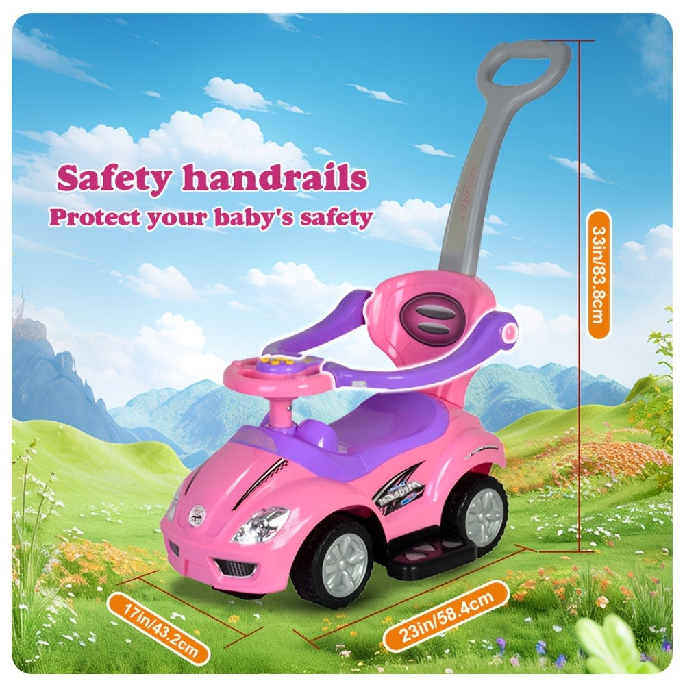 3-in-1 Toddler Push Ride & Walker Car, Baby Ride-On Toy with Guardrail, Music & Under-Seat Storage for Ages 18-36 Months — im