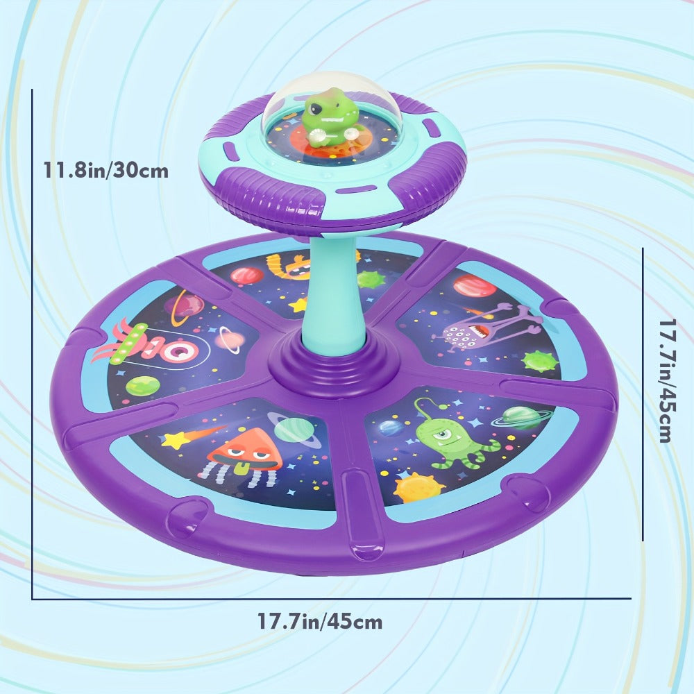 Dinosaur Sit and Spin Toy for Toddlers with Music & LED Flash Lights, 360° Spinning Seat Interactive Sensory Toy for Kids 18 