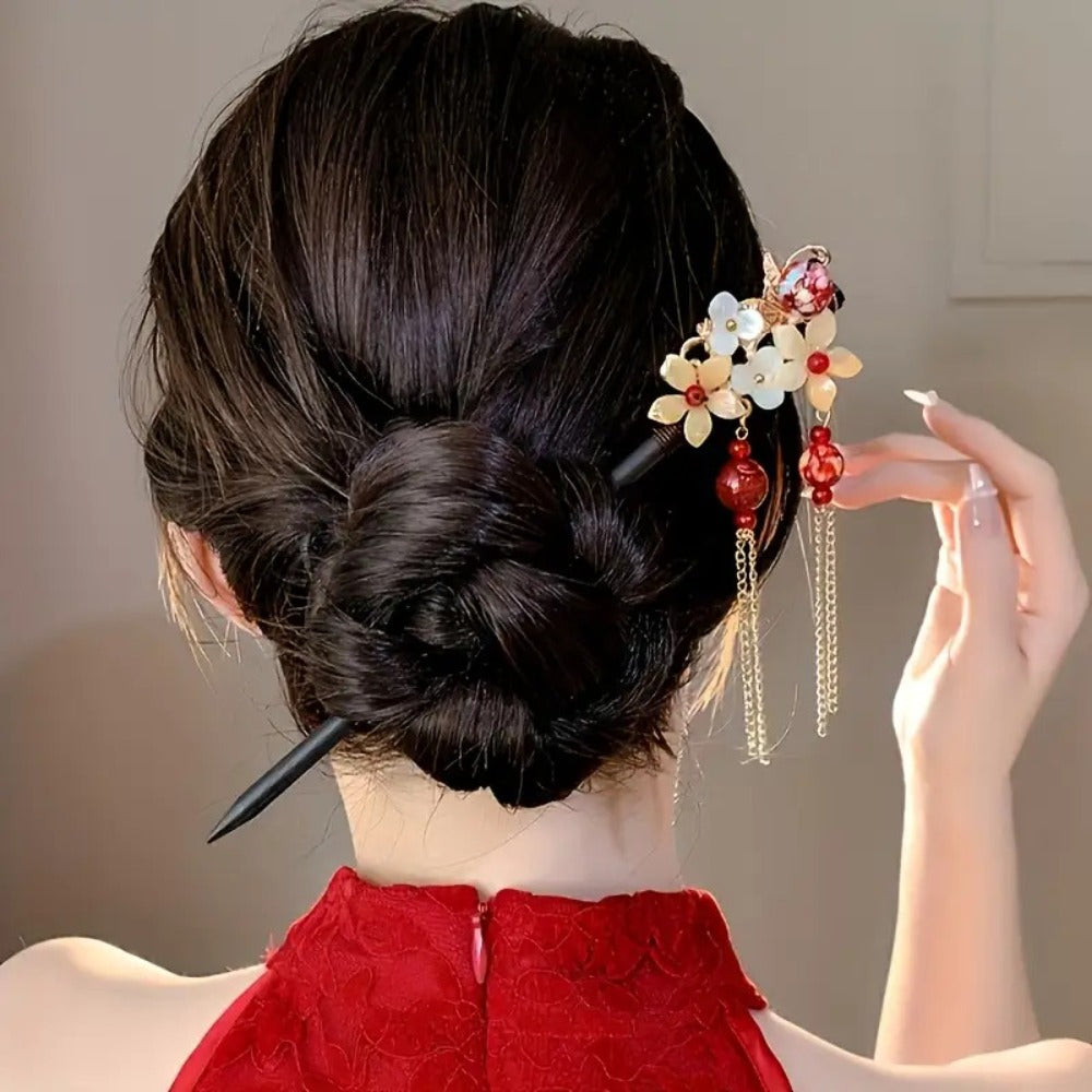 Hair Accessories Five-Piece Wooden Flower Hairpin Set in Mixed Finishes for Buns and Updos — image 6