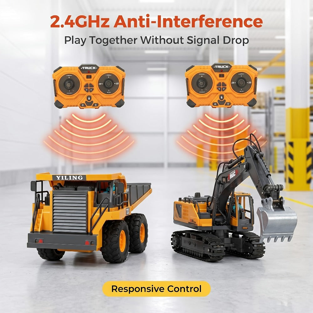 RC Engineering Vehicle Set 11-Channel 2.4GHz, 2-in-1 & 4-in-1 Remote Control Excavator Dump Truck Bulldozer — image 9