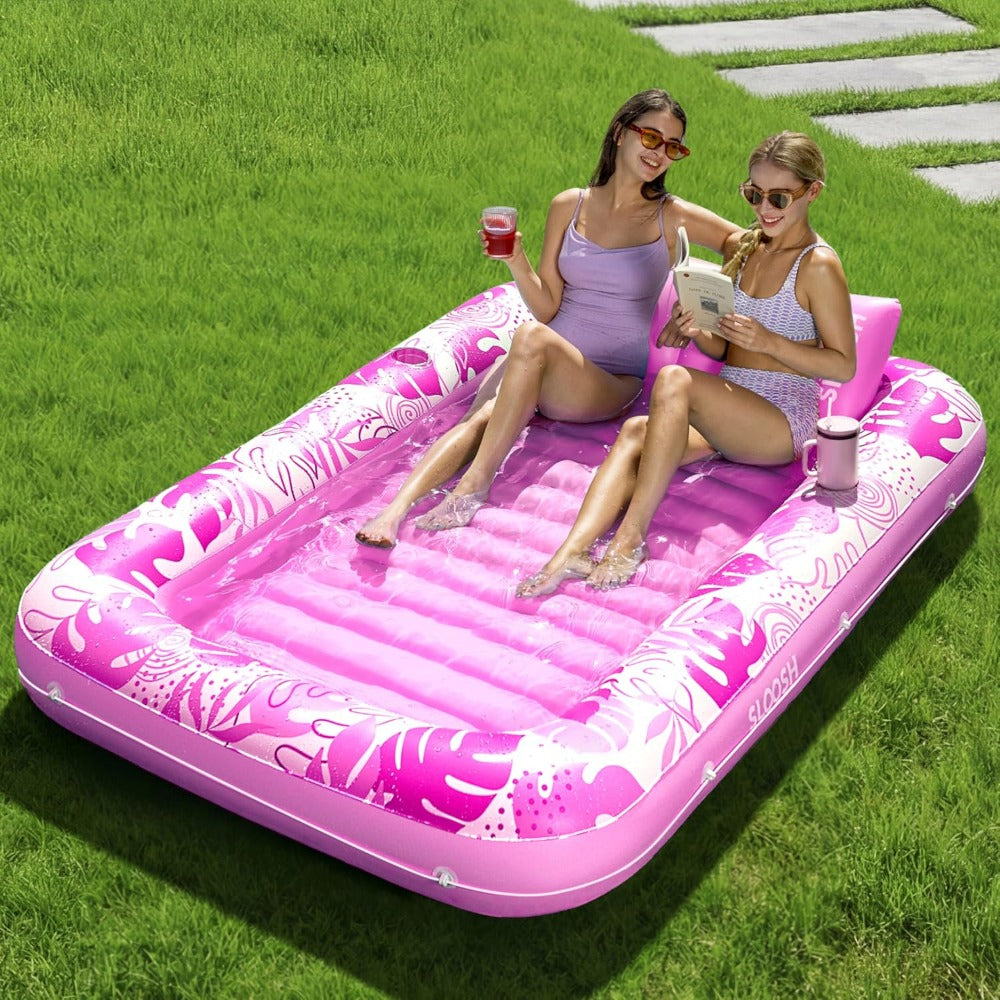 Hot Pink Inflatable Pool Float Tanning Bed with Open Center, Ribbed Base and Large or X-Large Sizes — image 6