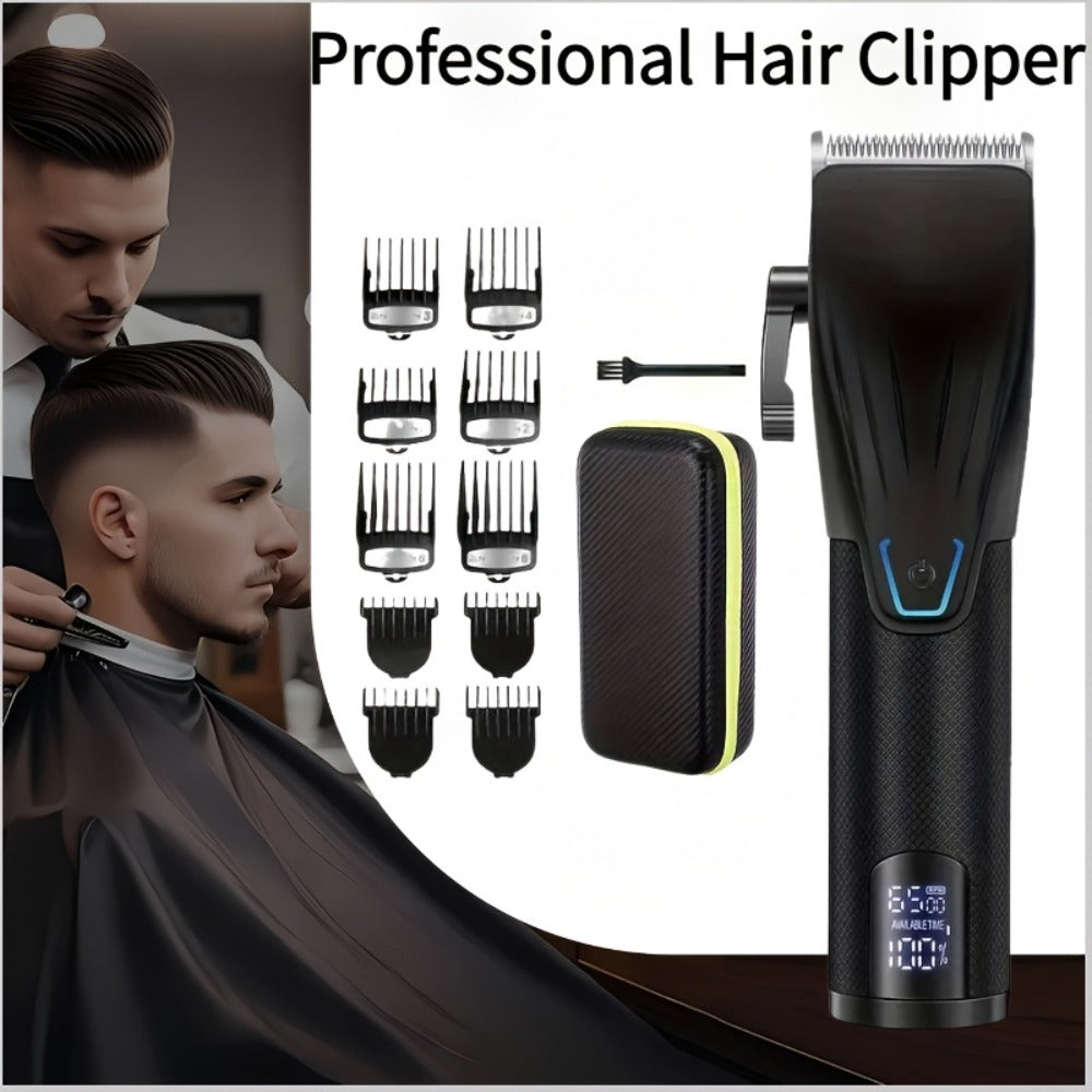 LED Hair Clipper for Men – USB-C Rechargeable Cordless Beard Trimmer with LED Display & 4 Guide Combs, Barber-Grade Home Hair