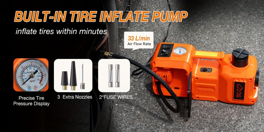5 Ton Electric Hydraulic Car Jack with Built-in Air Pump – Portable Car Lift for SUV MPV Truck, Tire Replacement & Emergency 