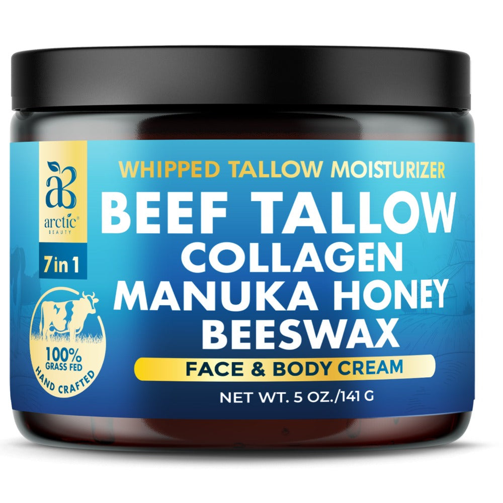 Whipped Beef Tallow Moisturizer – Organic Grass-Fed Face & Body Cream with Manuka Honey, Jojoba Oil, Collagen & Aloe Vera — i