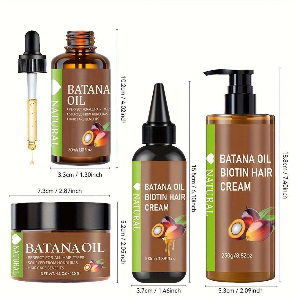 Four-Piece Batana Hair Care Set with Coordinated Oil and Cream Containers in Assorted Sizes — image 4
