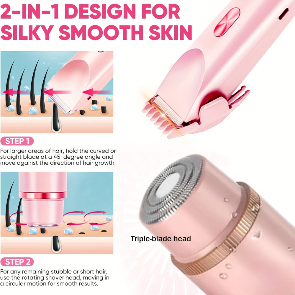 Two-Head Electric Hair Shaver with Foil and Rotary Attachments, Type-C Charging in Pink, Purple or Blue — image 5