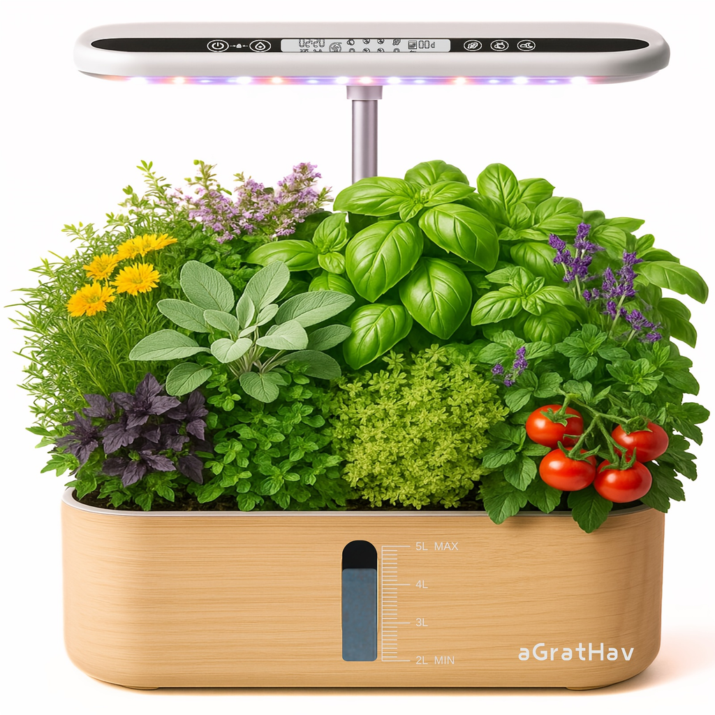 Hydroponic Garden Kit 14-Pod with LED Grow Light – Smart Timer, Quiet Pump & 1.32 Gal Tank, 75-Piece Indoor Herb Garden Syste